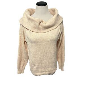 New! Lulus Beige Cowl Neck Sweater Sz M